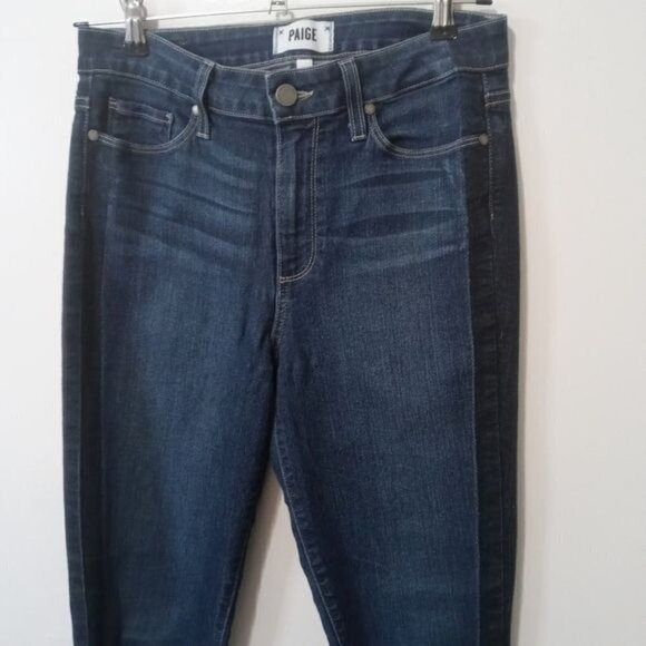 Paige Hoxton Side Stripes Raw hem Ankle Jeans Size 29 in Blue Color - Picture 3 of 16